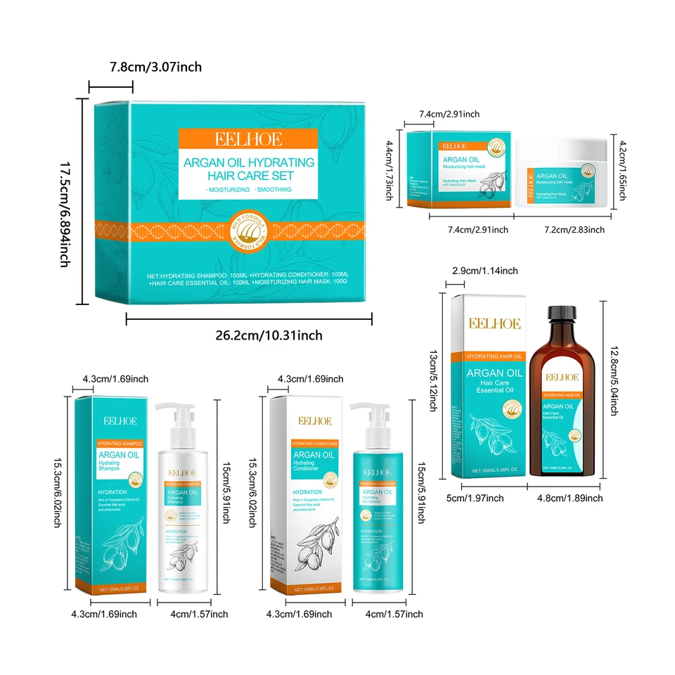Argan Oil Hair Care Set for Damaged Hair Repair