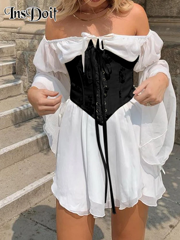 Insdoit Gothic Clothes Corset Sexy Underbust Streetwear Bandage Cut Out  Cummerbund Women Slim Punk Grunge Fashion Waist Shaper - Cummerbunds -  AliExpress