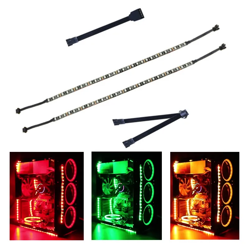 

Светодиодная RGB-ленсветильник для ПК, 2 х50 см, RGB-светодиодная лента с 12 В, 4-контактным разветвителем, кабелем RGB Gigabyte RGB Fusion, MSI Mystic светильник