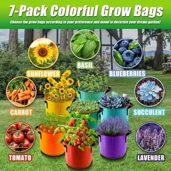 5 Gallon Grow Bags Fabric Plant Pots with Handles 6