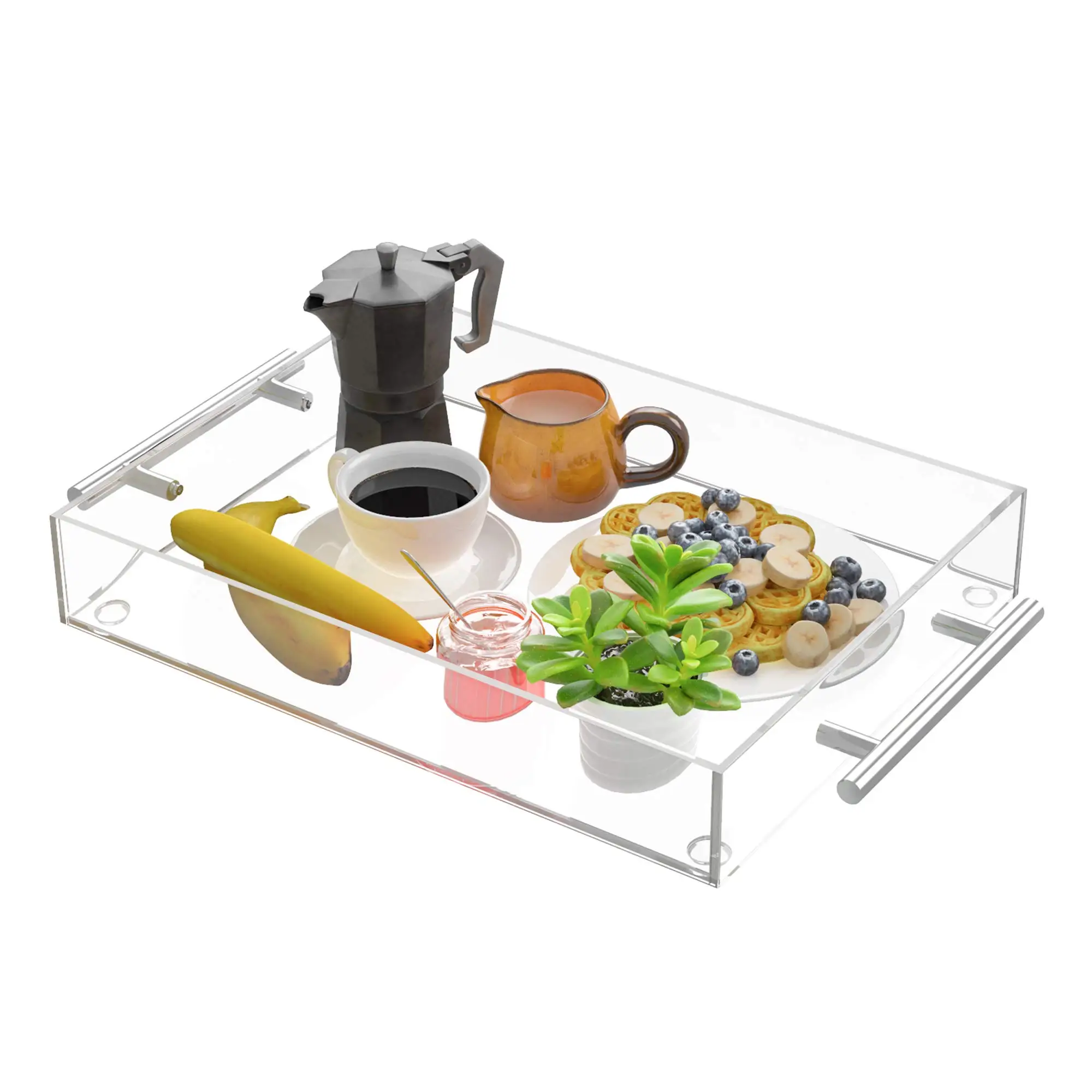 Clear Acrylic Serving Tray 16"x12" Coffee Table Living Room Kitchen
