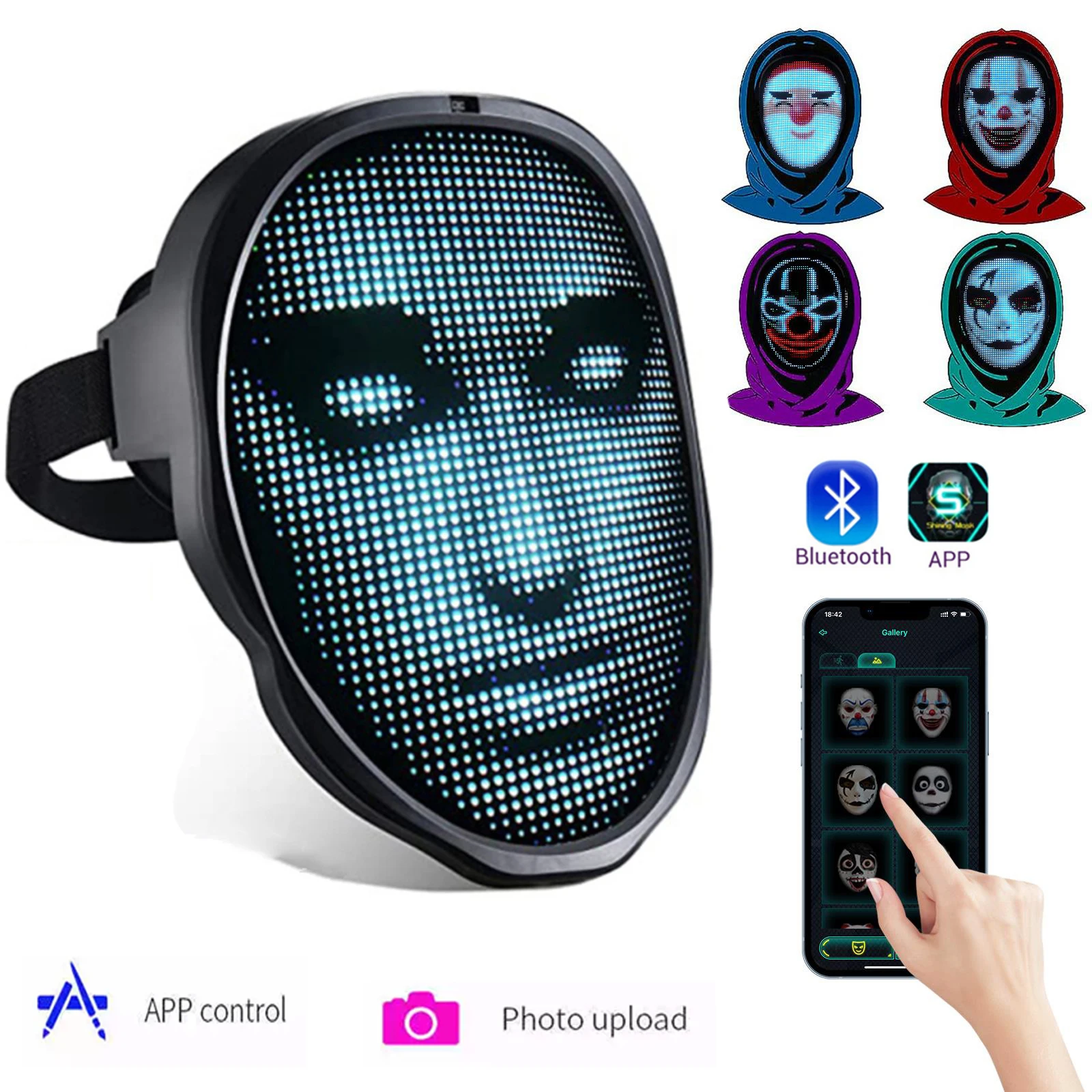 BluetoothAPPControlSmartLEDFaceMasksProgrammableChangeFaceDIY