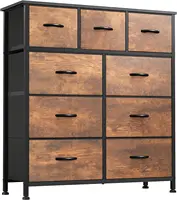 9-Drawer Dresser, Fabric Storage Tower Organizer for Living Room, Hallway, Sturdy Steel Frame, Wooden Top, Easy Pull Fabric Bins 1