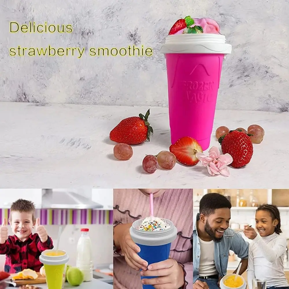 1pc Silicone Sand Ice Cup Pinched Sand Ice Cup Crushed Summer Shaker Home Squeeze Cup Milkshake Bottle smoothie cup