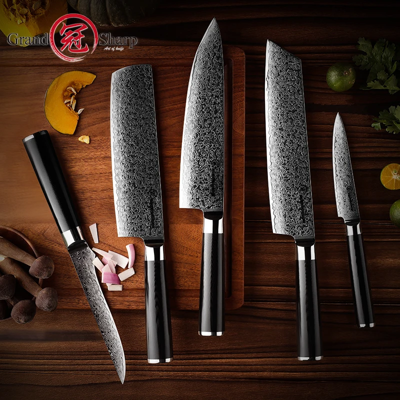 Damascus Steel Knife Set, Japanese Chef Knives