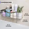 Premium Self - Adhesive Shower Organizer with 4 Hooks. Drill - Free, Rustproof Stainless Steel Shower Rack for Inside Shower 6