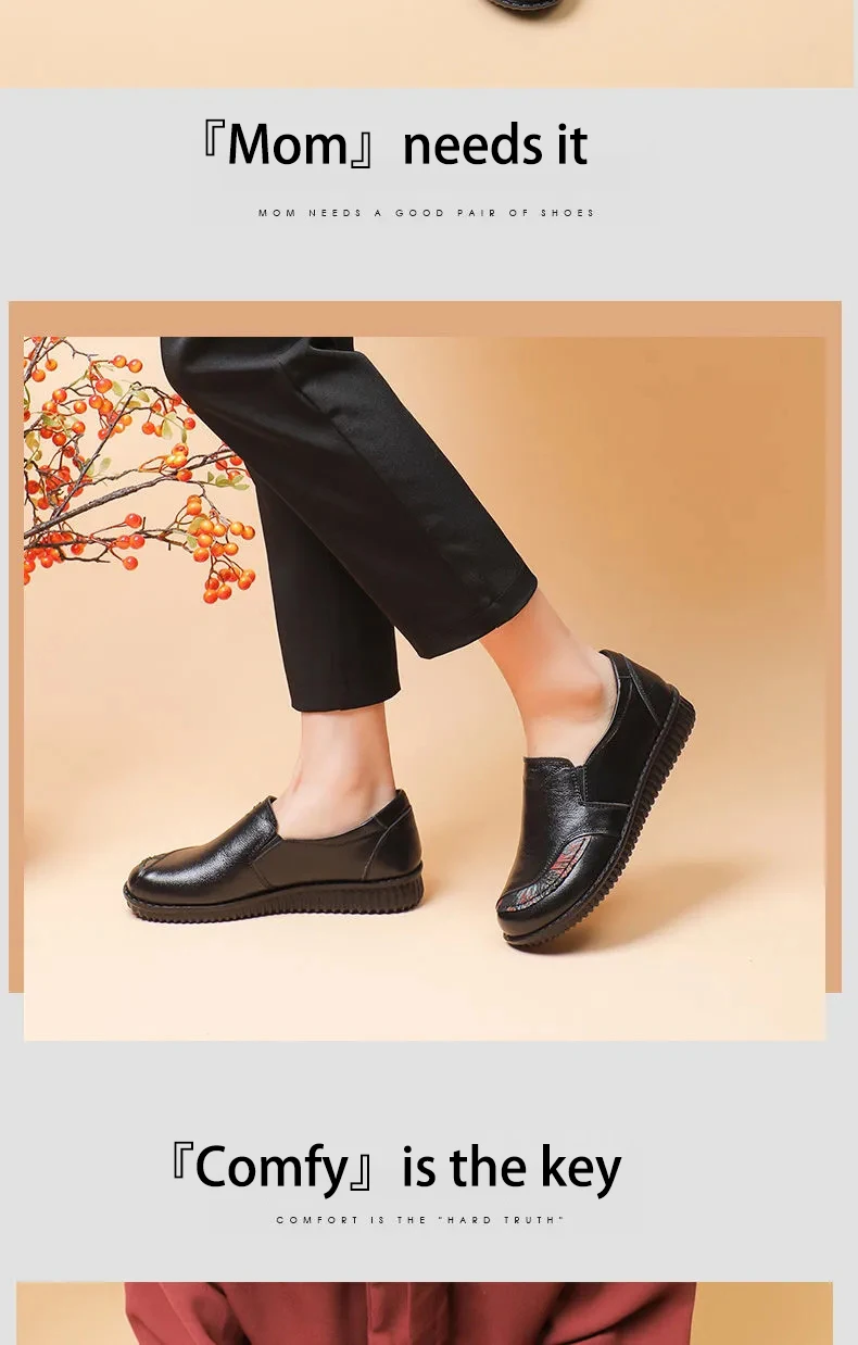 Luxus Bequeme Mama Schuhe frauen Müßiggänger Ballerinas Ältere Frau Echt Leder Mokassins Mom Vintage Schuhe Ohne Absätze – Detail 21