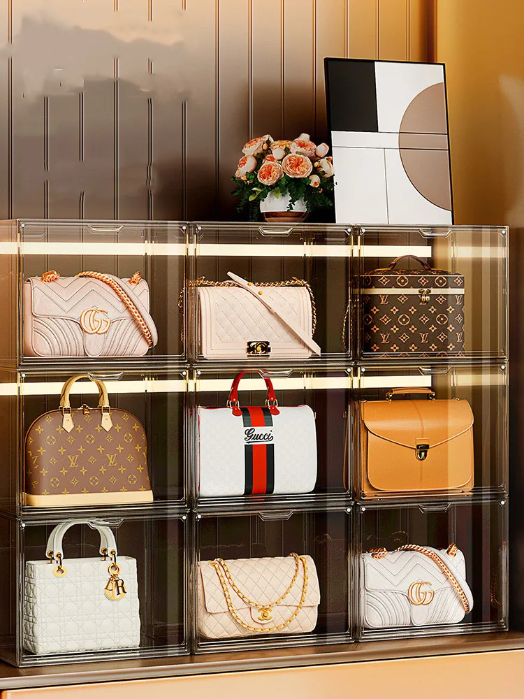 Organizzatore di borse di lusso per armadio armadio scatola di  immagazzinaggio di borse trasparenti borsa a prova di polvere porta vetrina  regali