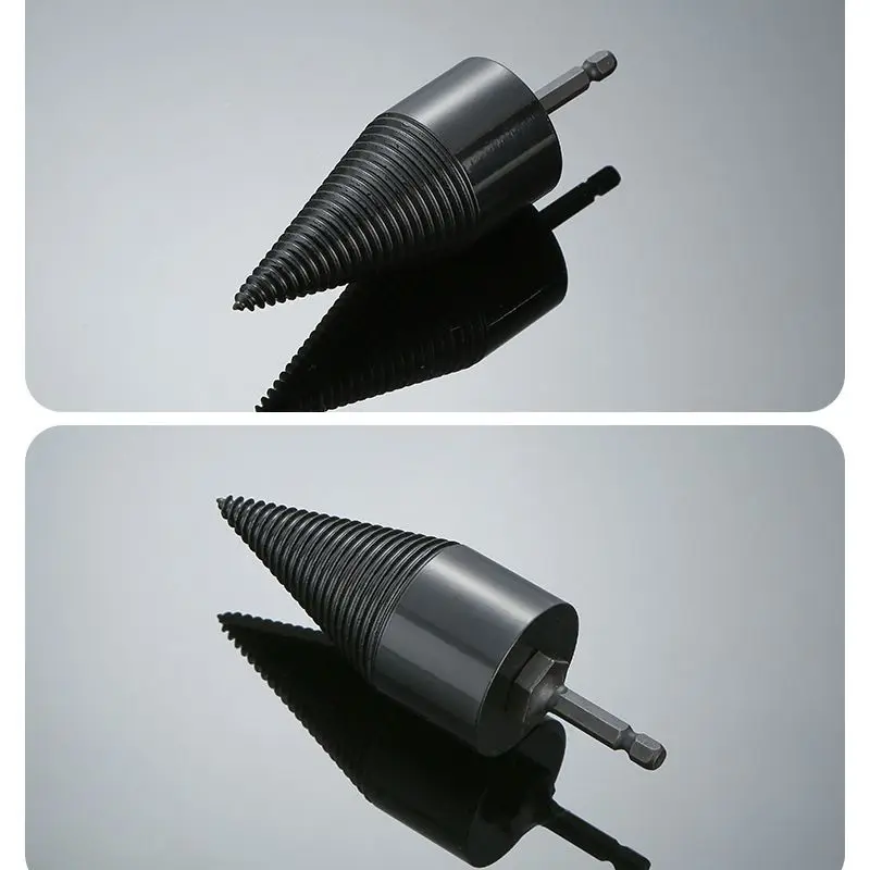 Foret à Bois De Chauffage, Fendeur De Bûches, Cône En Acier Au Carbone, Tige Hexagonale, Outil De Perçage Noir - Jardin