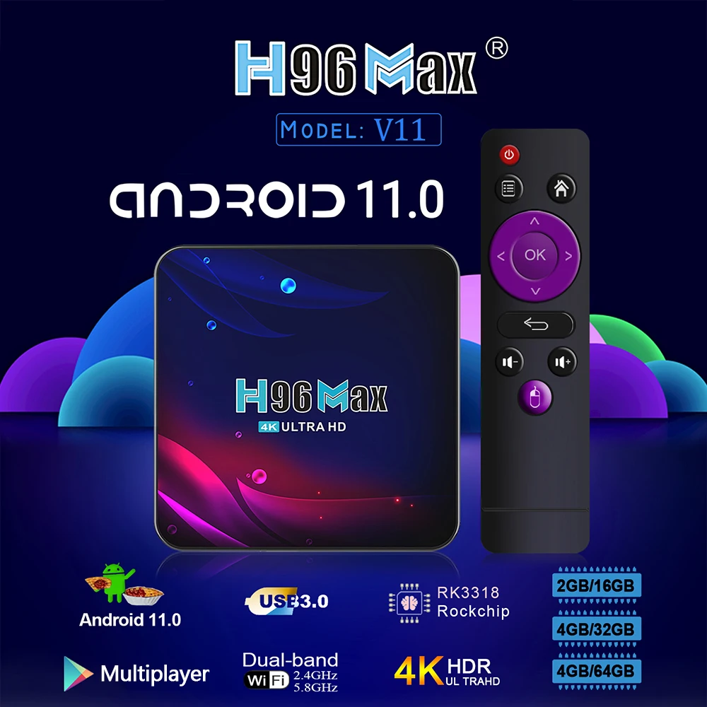 H96 Max V11 Smart Tv Box Rk3318 Android 11 4gb+64gb 4k Hd Youtube