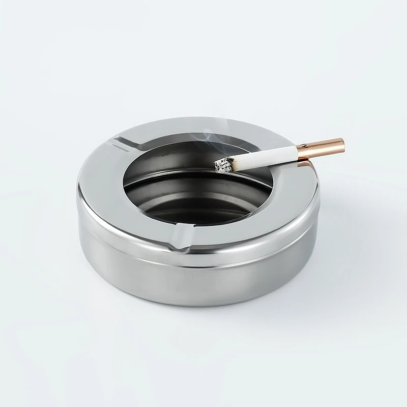 Round Stainless Steel Cigarette Ashtray with Lid Smoking Accessories cigarettes ashtray stainless steel ashtray metal ashtray