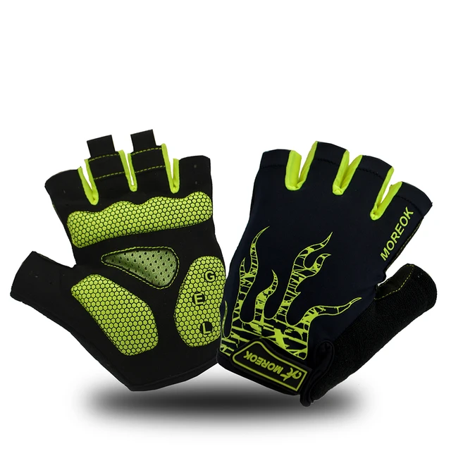 MOREOK Bike Gloves Breathable 5mm Gel Pads MTB Mountain Road Bicycle Gloves Shock-absorbing Half Finger Cycling Gloves Men Women