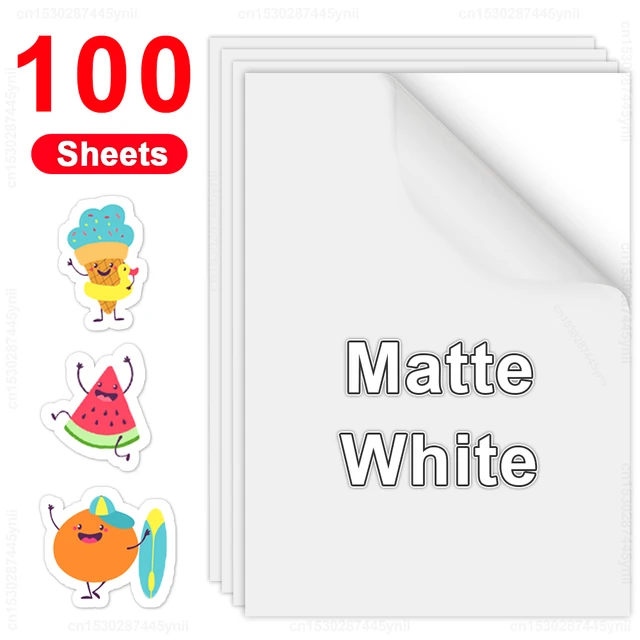 Printable Vinyl Sticker Paper For Inkjet Printer 100 Sheets Matte