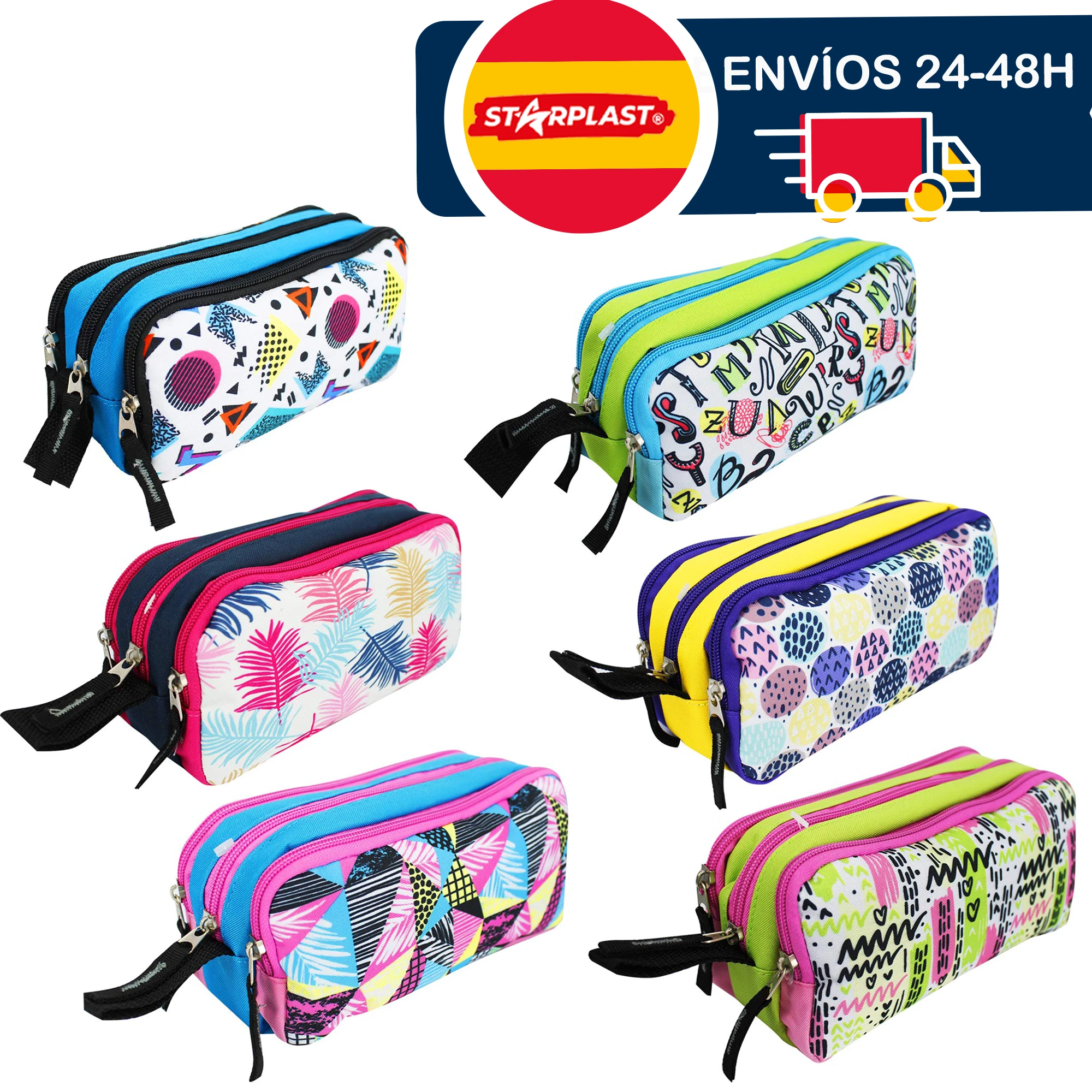 Starplast Estuche escolar con 3 3 compartimentos grande y espacio, diseños - AliExpress