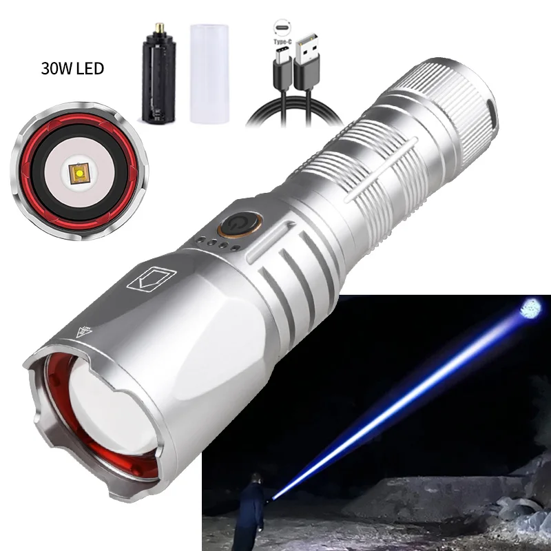 Gehavin Rechargeable High Power LED Flashlight 500000 High Lumens, Super  Bright XHP160 Flashlights with 6 Modes, Waterproof, Zoomable, Fast