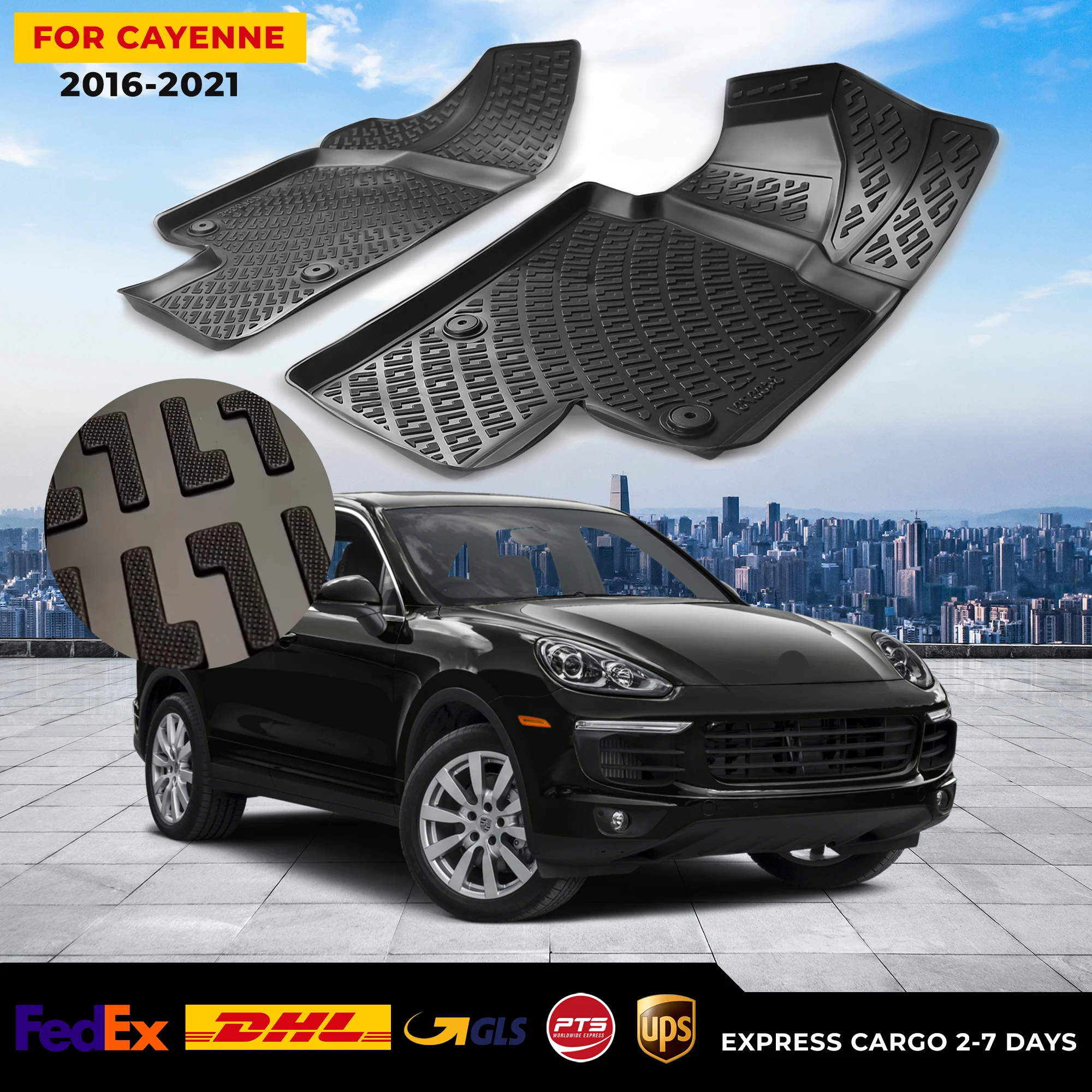 

3D Car Floor Liner For Porsche Cayenne 2016-2021 Waterproof Special Foot Pad Fully Surrounded Mat Accessories Rugs Non-slip
