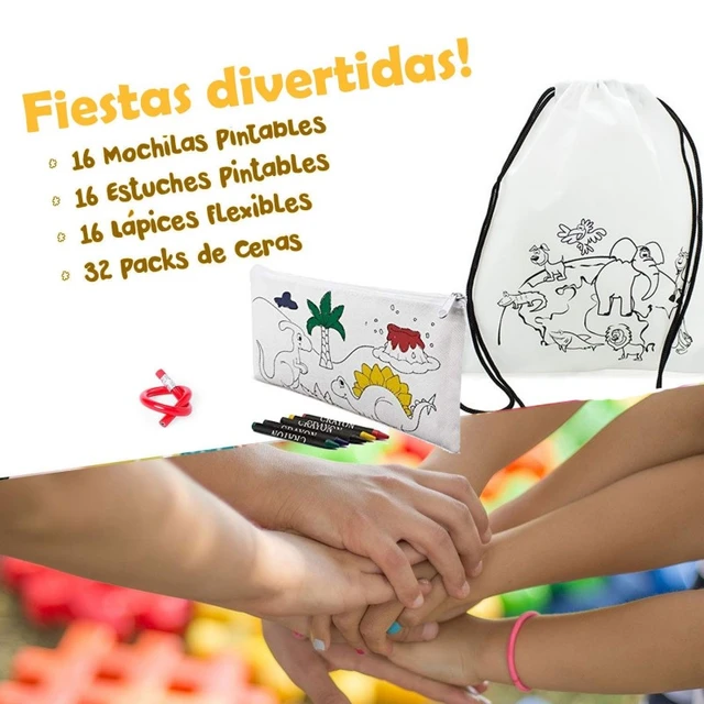 Lote 10 Mochilas infantiles con ceras para colorear. Detalles para  invitados a cumpleaños infantiles y fiestas con niños. Perfectas para  llevar la merienda, juguetes o chuches. Envío urgente desde España. -  AliExpress