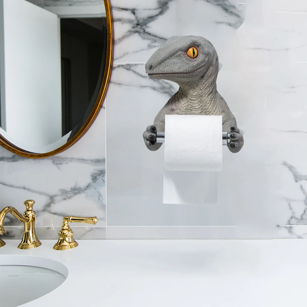 3D Dinosaur Holder Roll Paper Storage Rack paper towel holder toilet paper holder toilet paper rack toilet roll holder paper towel rack tissue holder For Bathroom Shower Room Wall Mounted Toilet Paper Holder Tissue Rack