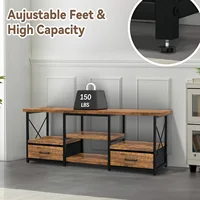 55" TV Stand with Fabric Drawers-Brown 4