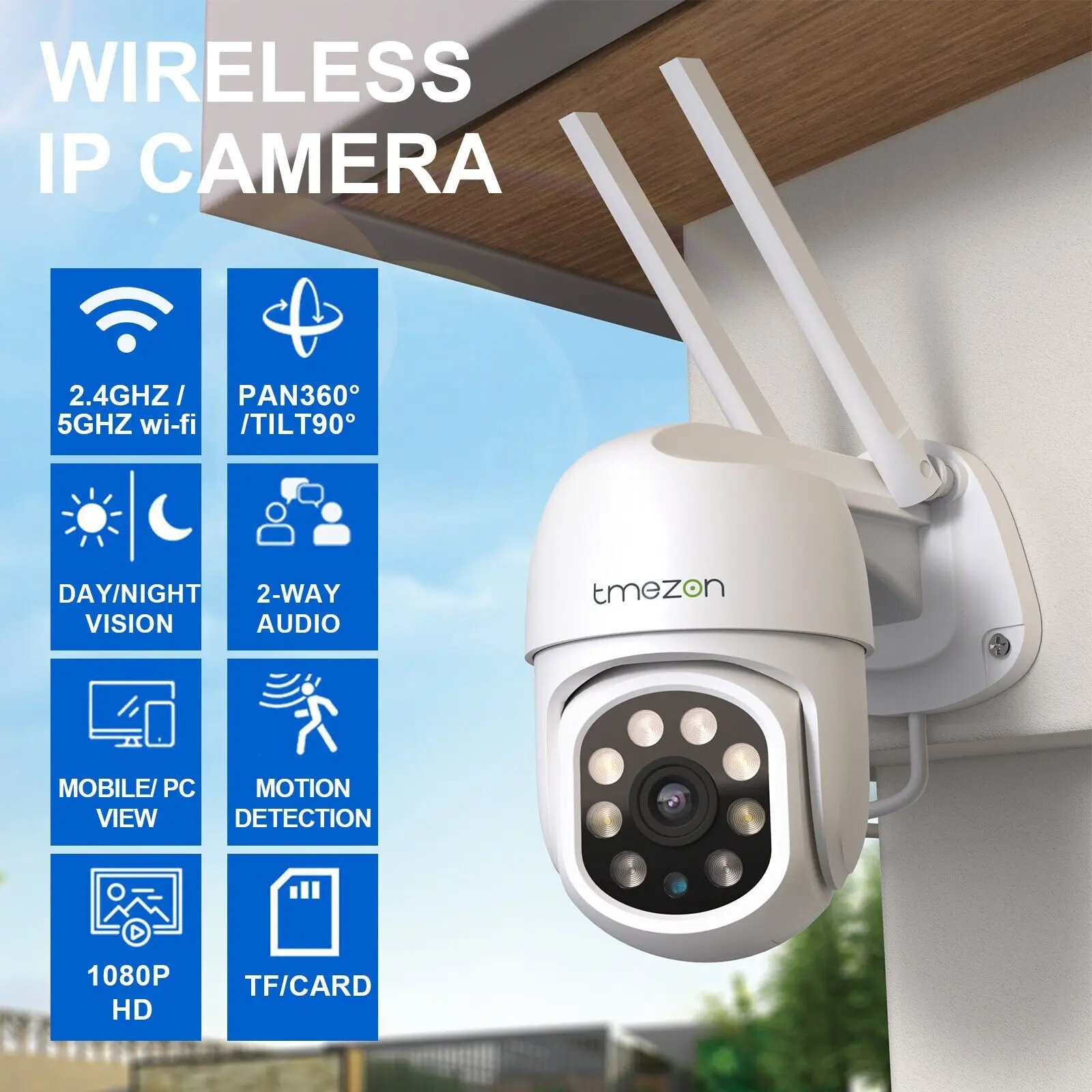1080P PTZ Wifi IP Camera TMEZON Surveillance Camera Outside Twoway