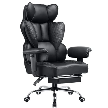 COMHOMA Office Chair High Back PU Leather Executive Desk Chair with Footrest, Ergonomic Heavy Duty Big and Tall Swivel Reclining