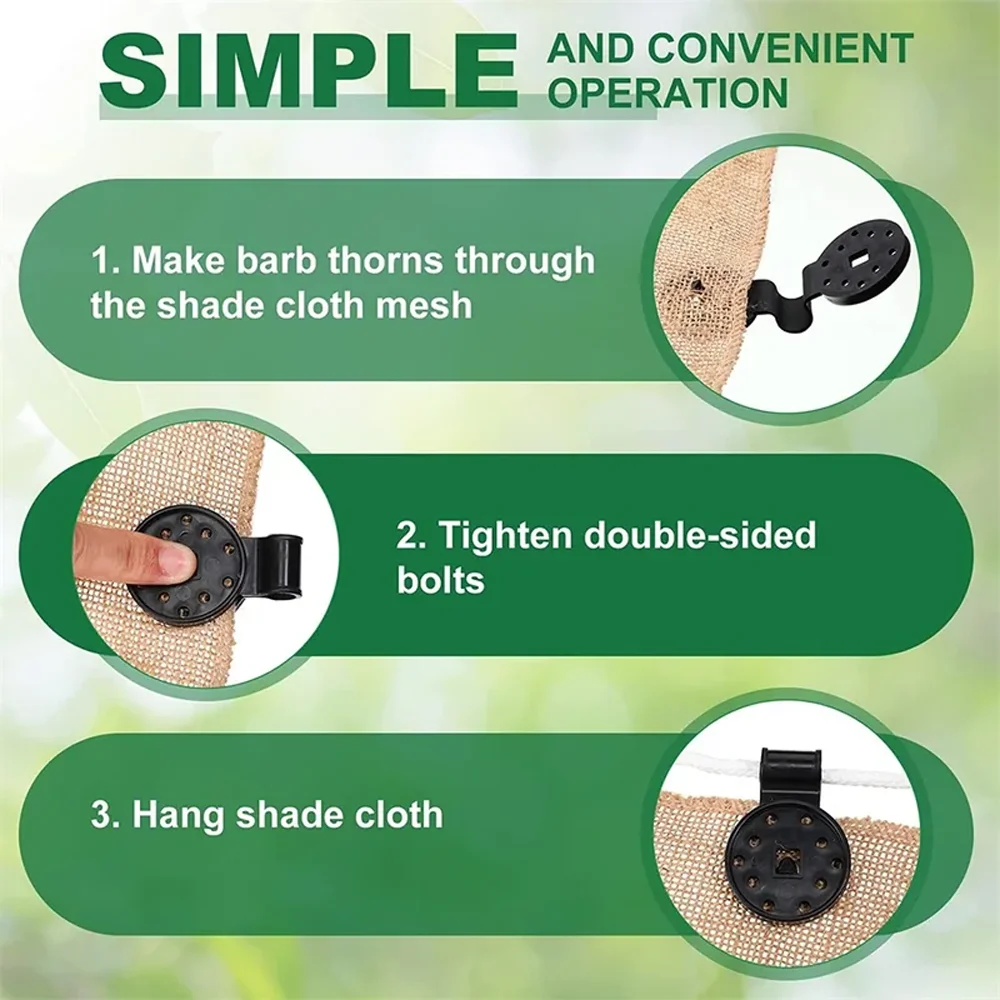 50Pcs Shade Cloth Clips Shade Fabric Clamps Grommets For Net Mesh Cover Sunblock Fabric In Garden Backyard Greenhouse Fixer