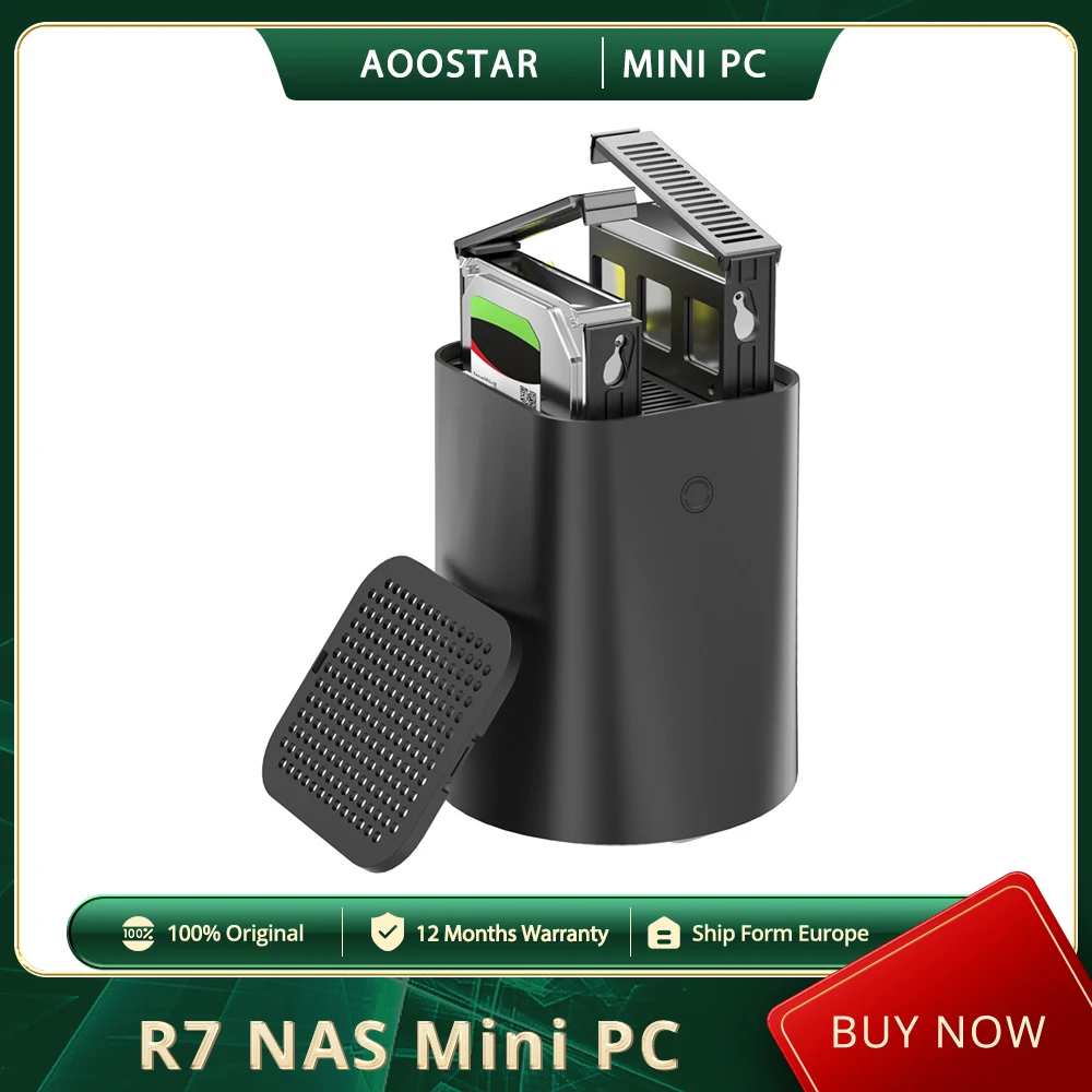 AOOSTAR R7 NAS Mini PC, AMD Ryzen 7 5825U 8 Cores Max 4.5GHz, 16GB