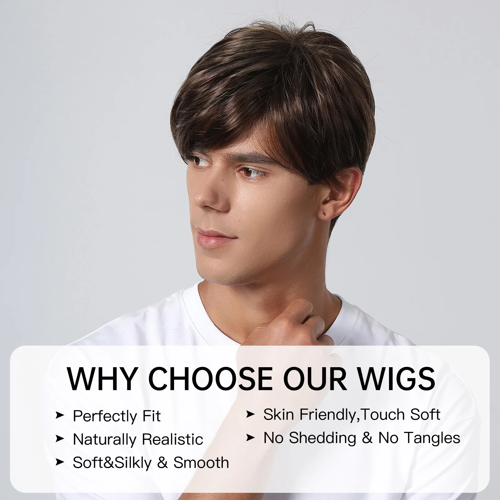 Parrucca Uomo Capelli Corti Scompigliati - Stile Giovane E Alla Moda Colore Marrone | WIG ME UP - Foto 6