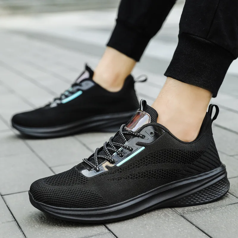Men Vulcanized Shoes Breathable Knitted Sport Sneakers Anti-Slip Flat Shoes Loafers Outdoor Running Shoes Lightweight Size 39-47