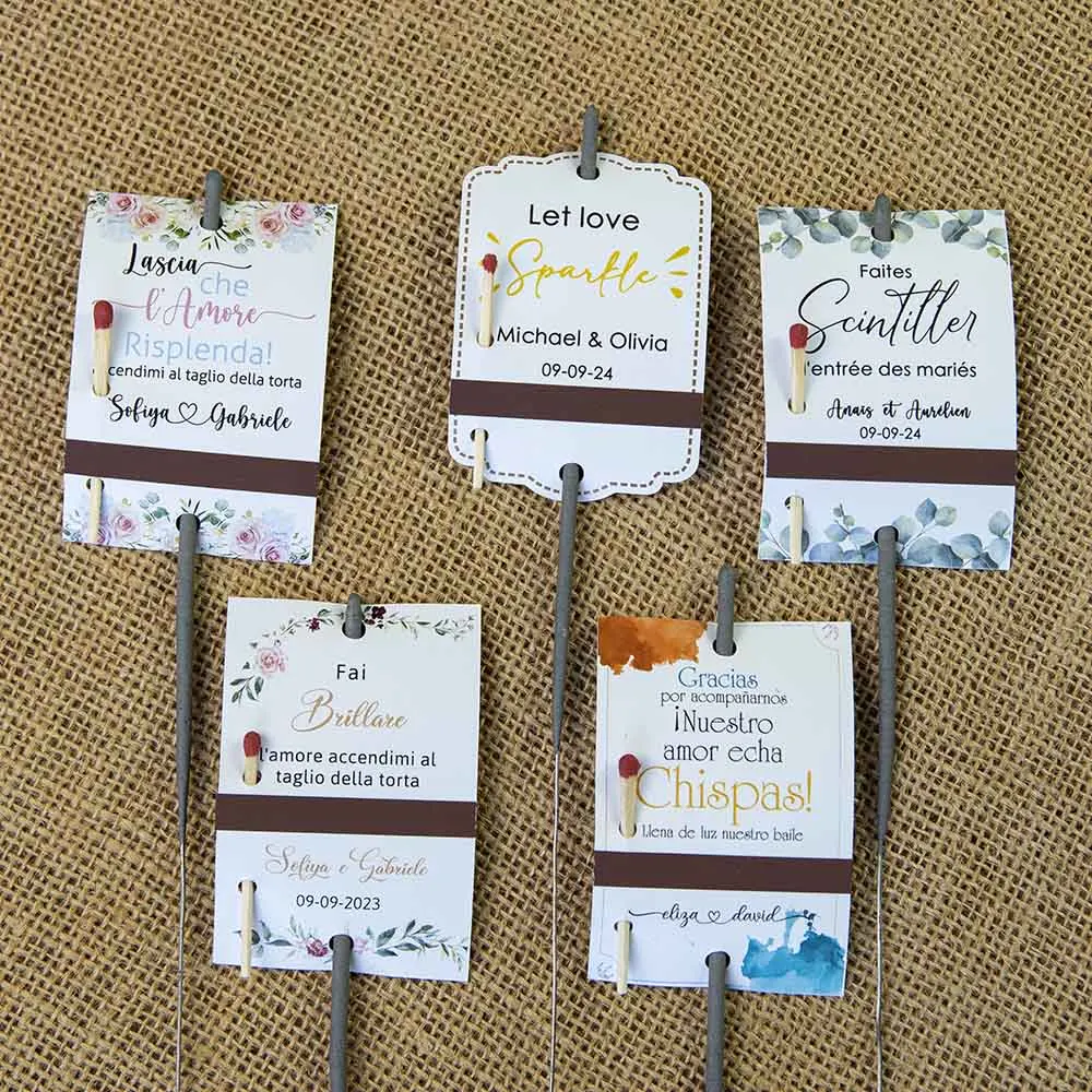 Sparkler Tags 60pcs Personalized Wedding Tags for sparklers Custom Printing sparkler tags
