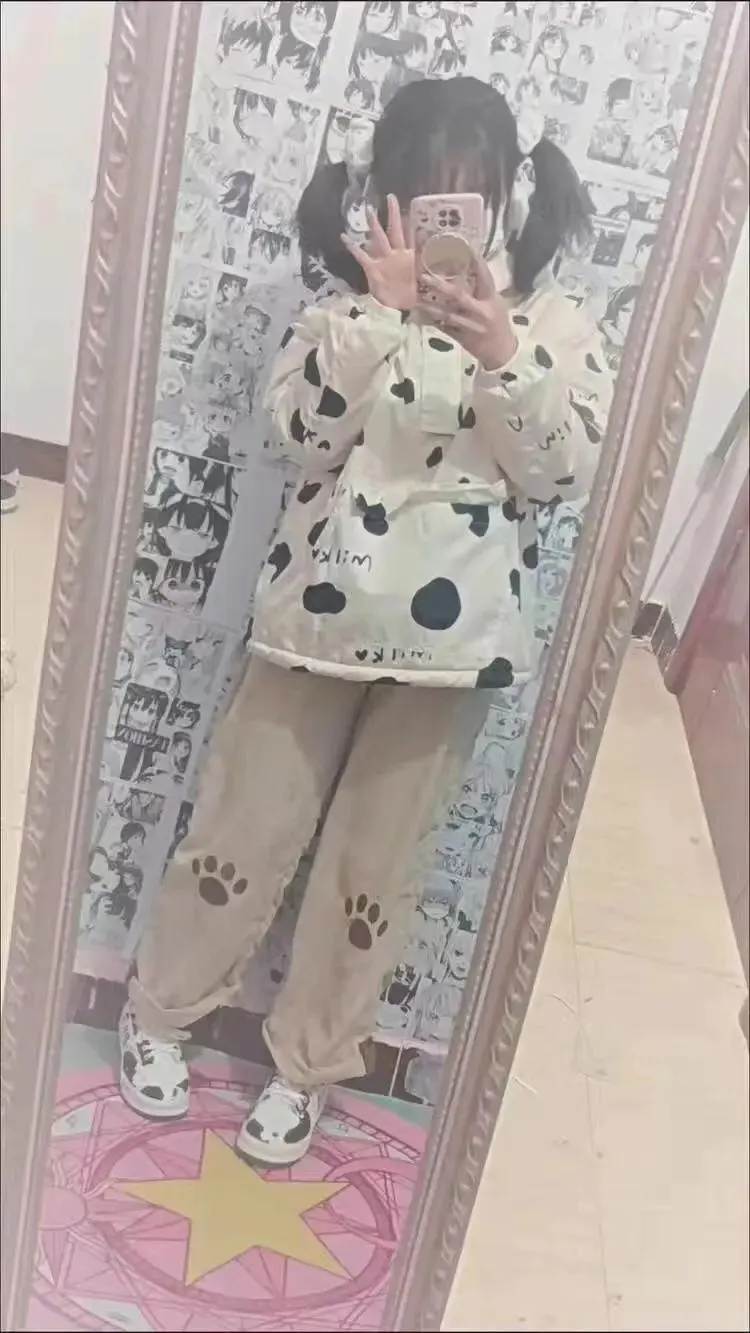 Harajuku Corduroy Pants Women Sweet Cute Wide Leg Pants