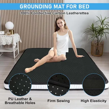 Grounding Sheet Combo, Grounding Mat, Perforated Design 100% Conductive Carbon Faux Leather Grounding Mat. 2