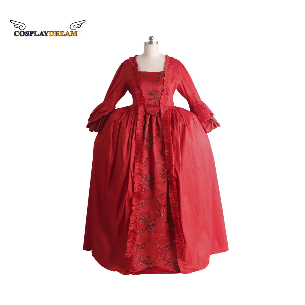 

18th Regency Queen Versailles Baroque Belle Dress Civil War Victorian Rococo Red Gown Medieval Reenactment Theatre