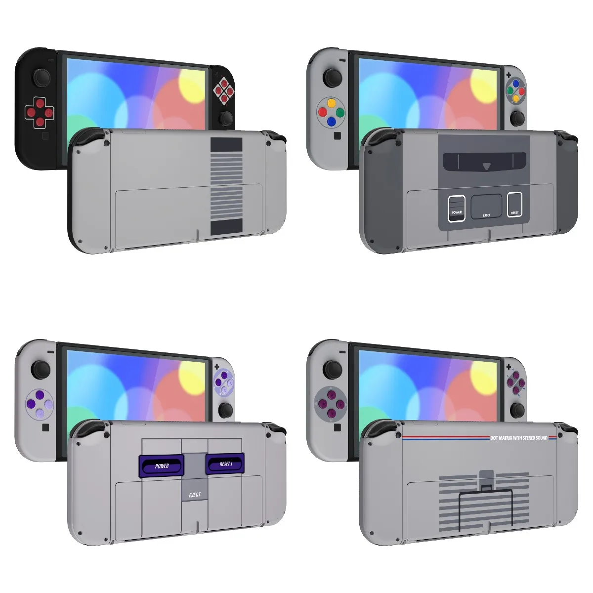 eXtremeRate Custom Full Set Shell, Replacement Back Plate Metal Kickstand, Joycon Housing Buttons for Nintendo Switch OLED