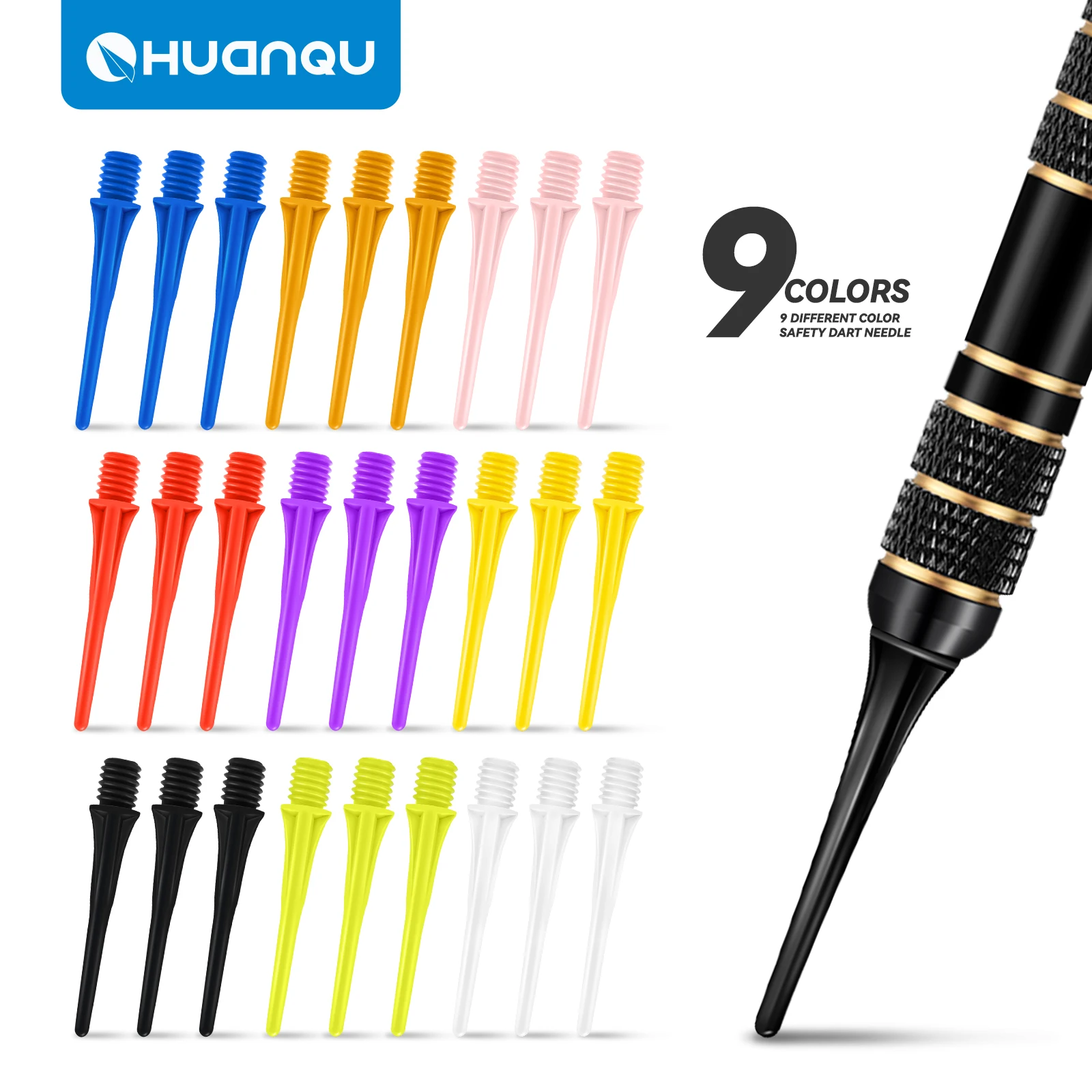 Huanqu 100-Pack Multi-Color Optional Safety Soft Tip Dart Replacement Heads Universal High-Precision Durable Dart Accessories Suitable for Electronic Darts/Home Bar Competition Training Professional Replacement Heads