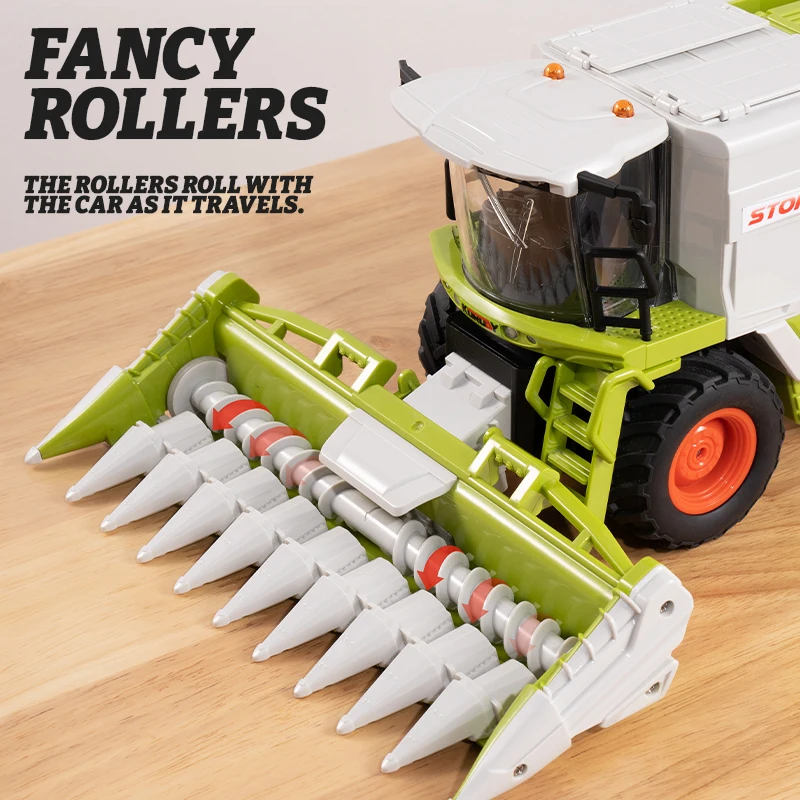 New 1/24 Farm Grain Harvester Model Lighting/Spray Multi-functional Farmer RC Cars Toys Wheat/corn Crop Harvester Children Gifts 3