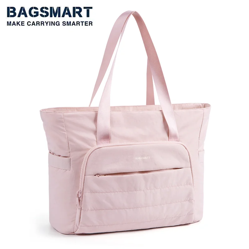 BAGSMART Women Tote Bag Lightweight Large Gym Bag with Yoga Mat Strap  Quilted Shoulder Bag Handbag for Travel Work