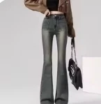Women's Korean Y2K Bell Bottom Streetwear Denim photo review