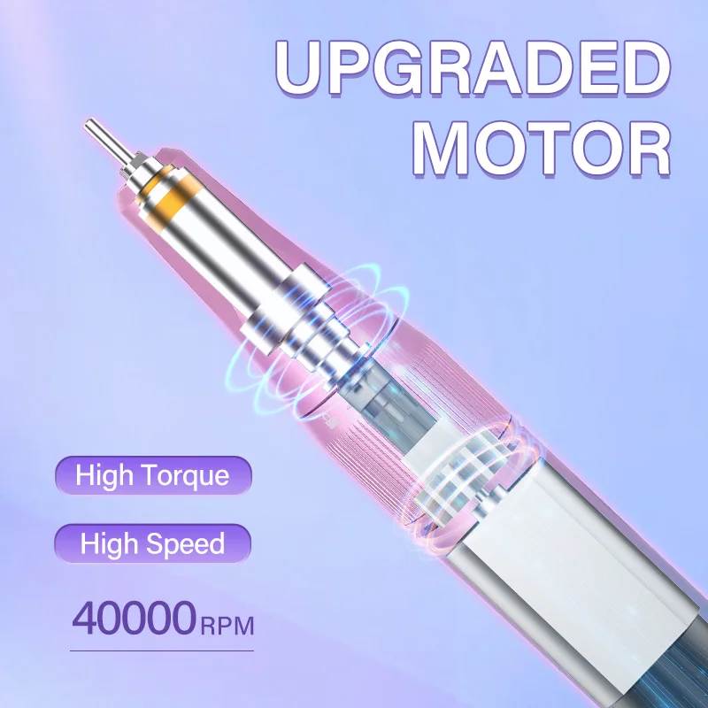 40000RPM Nail Drill Machine High Torque Nail Sander Rechargeable Nail Equipment Professional Nail Art Salon Manicure Machine 4