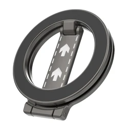Foldable Double - Sided Magnetic Phone Ring Holder with Kickstand and Grip (Black 2)