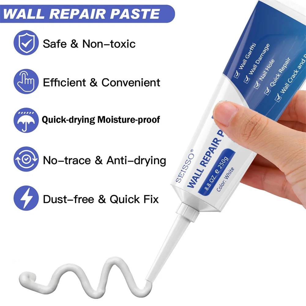 Wall Repair Paste kit Wall Mending Agent 250g Repair Patch Effective of Scratches Nail Holes Cracks and Graffit