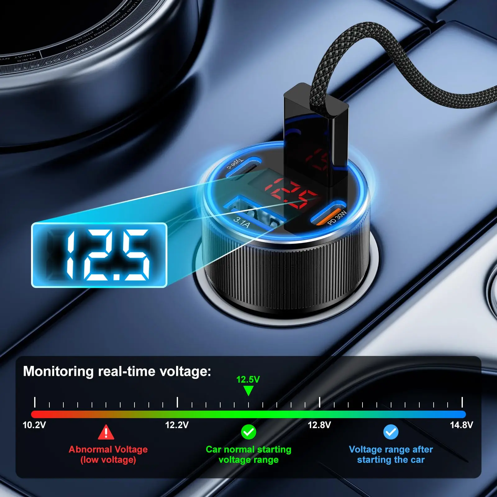 6-in-1 Car Charger Adapter (USB PD / Type-C / iPhone Fast Charge) 4