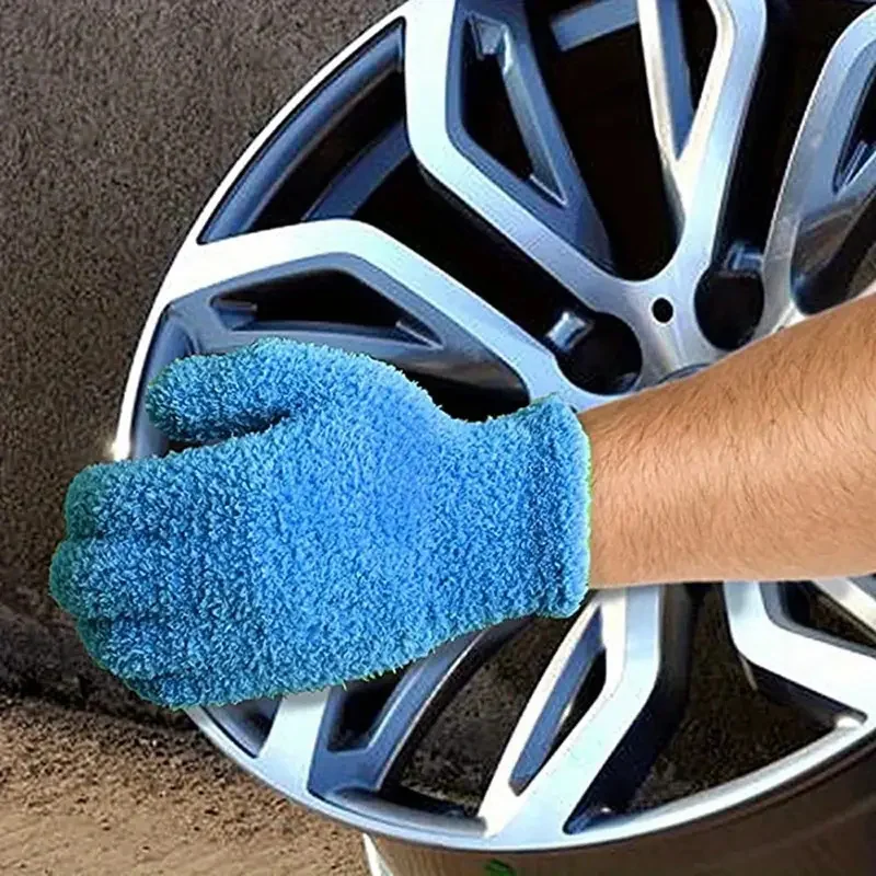 Car Cleaning Gloves Microfiber Cleaning Gloves Microfiber Washing Gloves Microfiber Gloves 1Pair Cleaning Gloves Microfiber Coral Fleece Car Grooming Gloves Solid Five Finger Dust Removal Housework Absorbent
