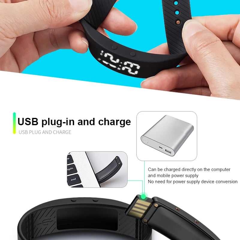 Smart pedometer bracelet for man 2024 real-time distance silent alarm clock environmentally friendly silicone USB direct charge