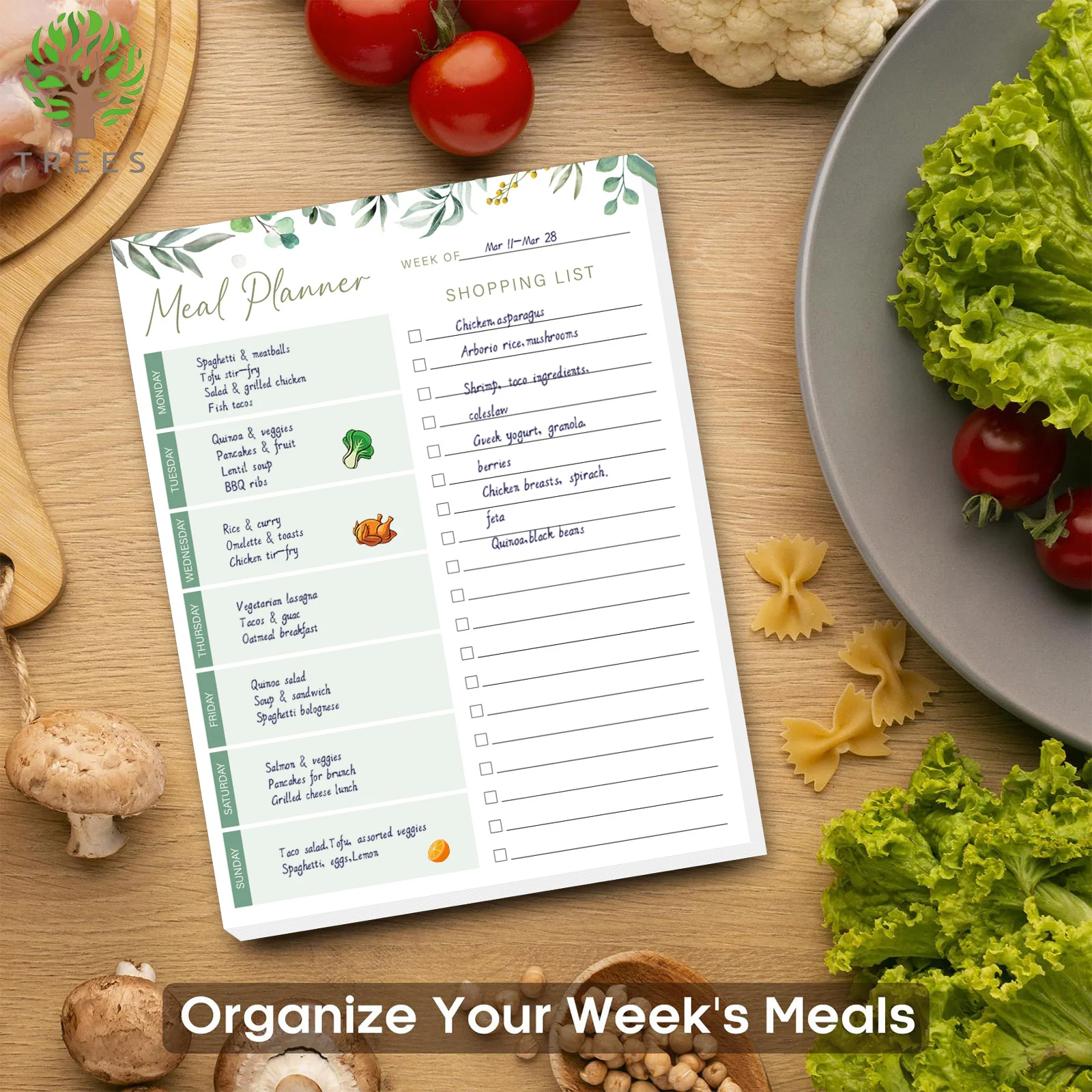 Magnetic Weekly Meal Planner Refrigerator 52 Uncoated Tear off Paper Shopping Lists Meal Planning Laptops