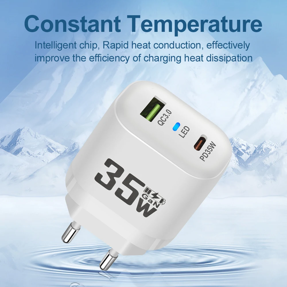 35W GaN Charger Type C Fast Charging QC3.0 For iPhone 15 14 Pro Max Huawei Xiaomi Samsung POCO Tablet USB C Charger PD Adapter
