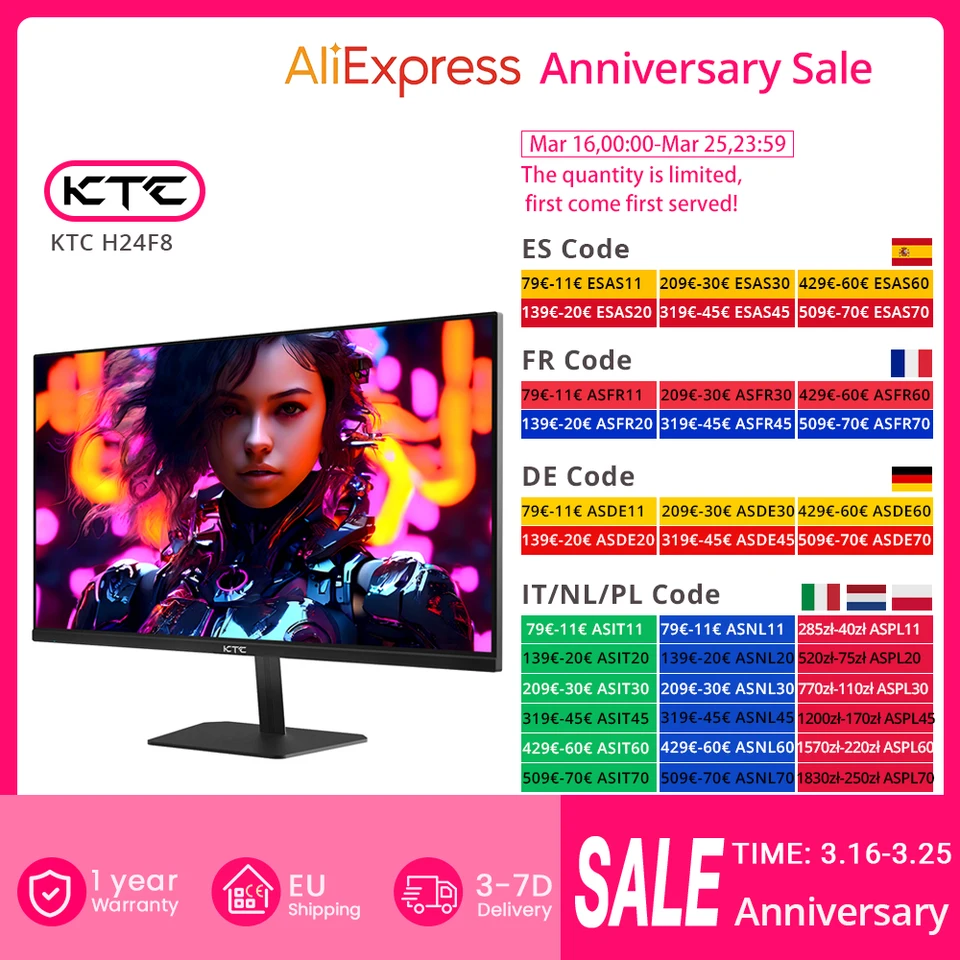 Écran PC 23,8 KTC H24F8 - FHD, Fast IPS, 190Hz