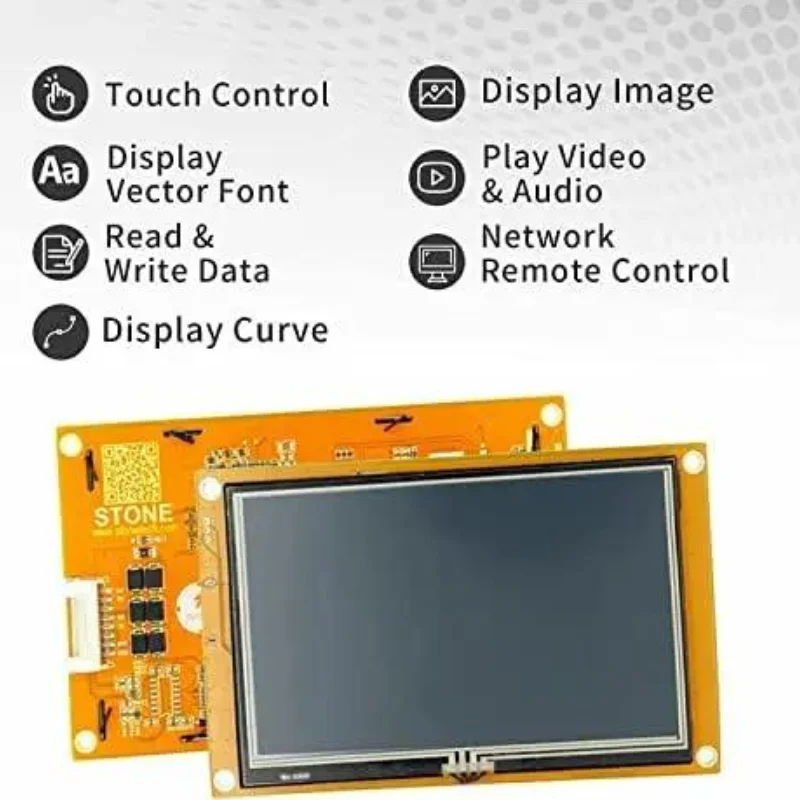 7" HMI TFT LCD Display,128M Flash,256k Colors,UART Port for Arduino Uno,Vector Fonts,Video Support,CE/FCC/RoHS/ISO900 Verified