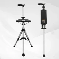 A 2-in-1 portable folding cane and chair combination that can be quickly folded and unfolded, equipped with a seat and three leg 1