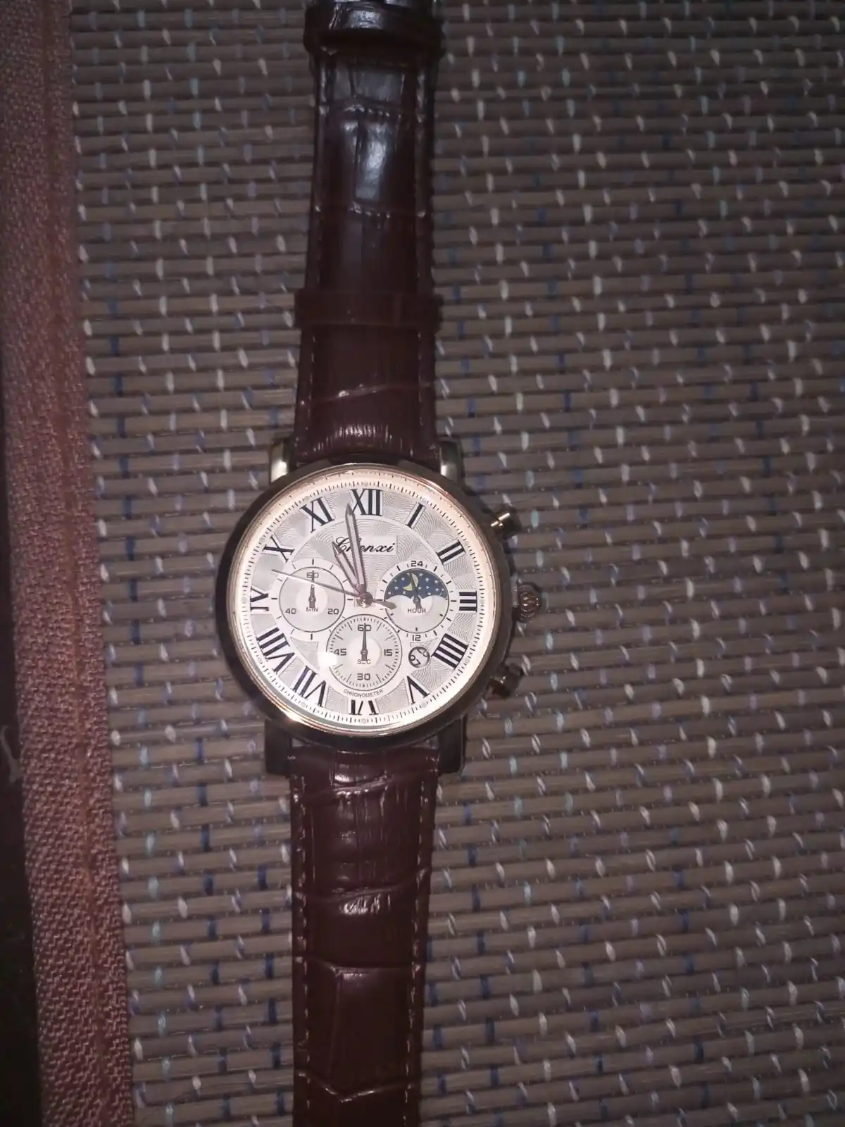 CHENXI 973 Men's Moon Phase Quartz Watch Waterproof Leather Strap photo review